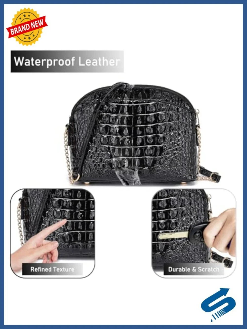 Trendy Crocodile Embossed Satchel Crossbody Shoulder Handbag Vegan Leather
